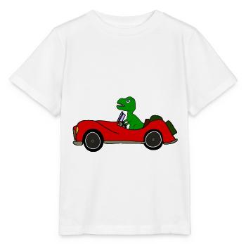 Tyrannosaurus Rex drives convertible - Stanley/Stella MINI CREATOR Kids’ T-Shirt - white - Front - Maike (125cm)