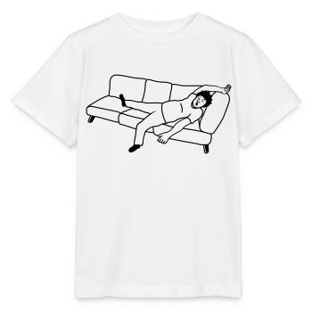Couch sleeping man - Stanley/Stella MINI CREATOR Kids’ T-Shirt - white - Front - Maike (125cm)
