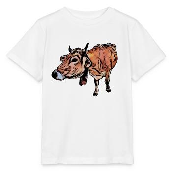 Le bétail brun (DDP, vache à lait, BD) - T-shirt bio MINI CREATOR Stanley/Stella Enfant - blanc - Devant - Maike (125cm)