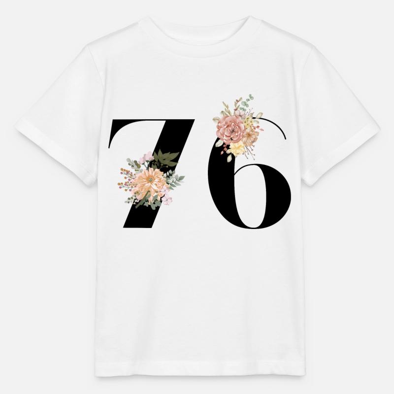 76e anniversaire fleuris (Cadeau de 76 ans) - T-shirt bio MINI CREATOR Stanley/Stella Enfant - blanc