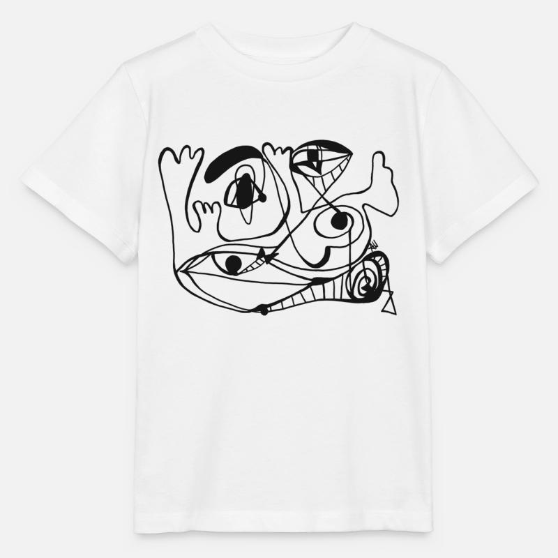 Dessin abstrait visage un portrait au trait - T-shirt bio MINI CREATOR Stanley/Stella Enfant - blanc