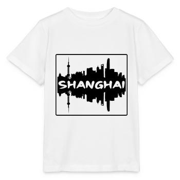 Shanghai Chine Skyline Silhouette Voyage Souvenir - T-shirt bio MINI CREATOR Stanley/Stella Enfant - blanc - Devant - Maike (125cm)