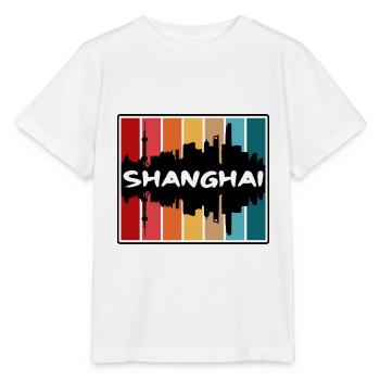 Shanghai Chine Skyline Silhouette Voyage Souvenir - T-shirt bio MINI CREATOR Stanley/Stella Enfant - blanc - Devant - Maike (125cm)