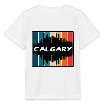 Souvenir de voyage Skyline Silhouette de Calgary Canada - T-shirt bio MINI CREATOR Stanley/Stella Enfant - blanc - Devant - Maike (125cm)