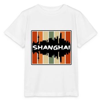 Shanghai Chine Skyline Silhouette Voyage Souvenir - T-shirt bio MINI CREATOR Stanley/Stella Enfant - blanc - Devant - Maike (125cm)