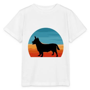 Lancashire Heeler Hund Liebe Silhouette Retro Sonnenuntergang - Stanley/Stella Kinder T-Shirt MINI CREATOR  - Weiß - Vorne - Maike (125cm)
