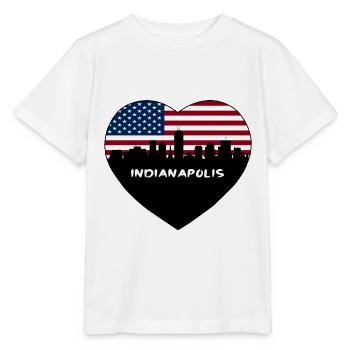 Indianapolis Indiana USA Flagge Skyline Reisen Souve - Stanley/Stella Kinder T-Shirt MINI CREATOR  - Weiß - Vorne - Maike (125cm)