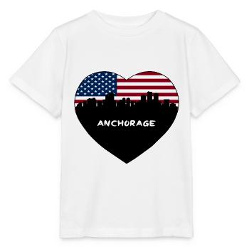 Anchorage Alaska USA Flagge Skyline Reise Souvenir - Stanley/Stella Kinder T-Shirt MINI CREATOR  - Weiß - Vorne - Maike (125cm)
