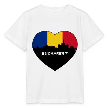 Bukarest Rumänien Flagge Skyline Reise Souvenir - Stanley/Stella Kinder T-Shirt MINI CREATOR  - Weiß - Vorne - Maike (125cm)