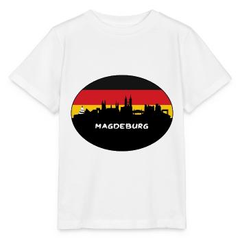 Magdebourg Allemagne Flag Skyline Silhouette Voyage - T-shirt bio MINI CREATOR Stanley/Stella Enfant - blanc - Devant - Maike (125cm)