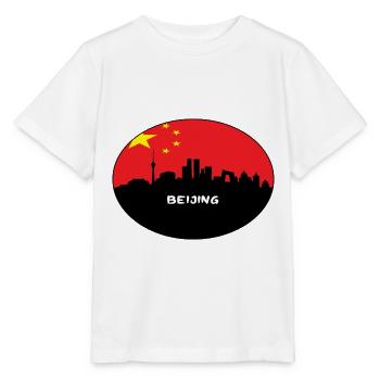 Peking-China-Flaggen-Skyline-Schattenbild-Reise - Stanley/Stella Kinder T-Shirt MINI CREATOR  - Weiß - Vorne - Maike (125cm)