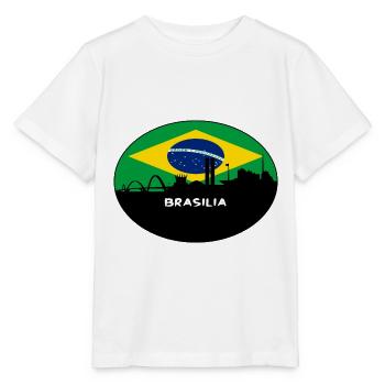 Brasilia Brazil Flag Skyline Silhouette Travel - Stanley/Stella MINI CREATOR Kids’ T-Shirt - white - Front - Maike (125cm)