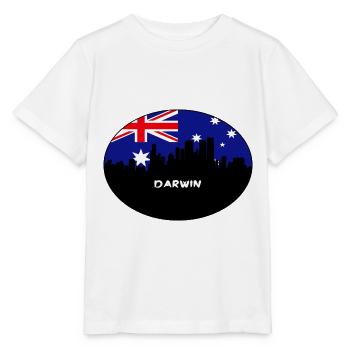 Darwin Australie Drapeau Skyline Voyage Silhouette - T-shirt bio MINI CREATOR Stanley/Stella Enfant - blanc - Devant - Maike (125cm)
