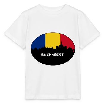 Bukarest Rumänien Flagge Skyline Silhouette Reisen - Stanley/Stella Kinder T-Shirt MINI CREATOR  - Weiß - Vorne - Maike (125cm)