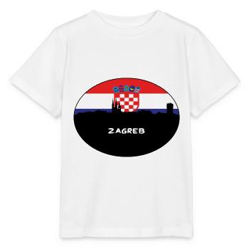 Zagreb Croatie Drapeau Skyline Voyage Silhouette - T-shirt bio MINI CREATOR Stanley/Stella Enfant - blanc - Devant - Maike (125cm)