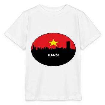 Hanoi-Vietnam-Flaggen-Skyline-Schattenbild-Reise - Stanley/Stella Kinder T-Shirt MINI CREATOR  - Weiß - Vorne - Maike (125cm)