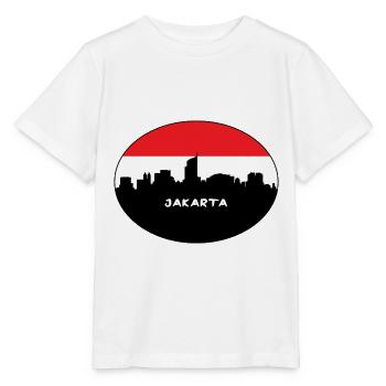 Jakarta Indonésie Drapeau Skyline Silhouette Travel - T-shirt bio MINI CREATOR Stanley/Stella Enfant - blanc - Devant - Maike (125cm)