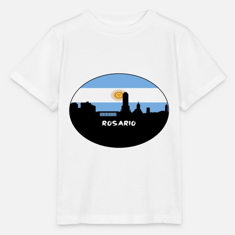 Rosario Argentine Drapeau Skyline Voyage Silhouette - T-shirt bio MINI CREATOR Stanley/Stella Enfant - blanc