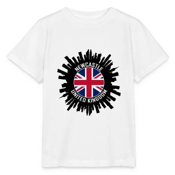 Newcastle Skyline Uk Flag Souvenir de voyage - T-shirt bio MINI CREATOR Stanley/Stella Enfant - blanc - Devant - Maike (125cm)