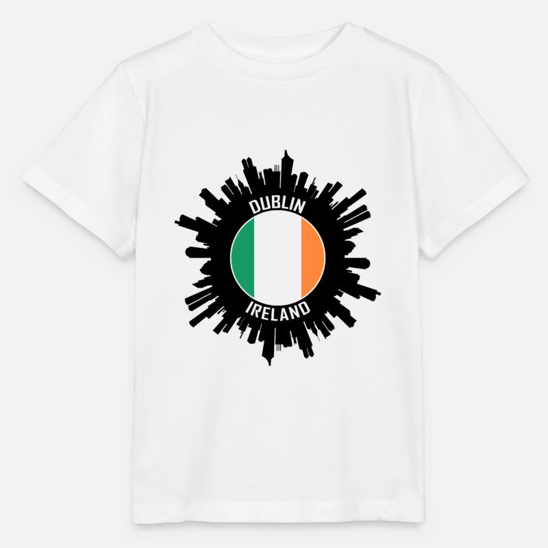 Dublin Skyline Irlande Flag Souvenir de voyage - T-shirt bio MINI CREATOR Stanley/Stella Enfant - blanc