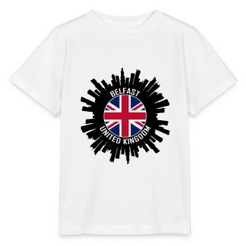 Belfast Skyline UK Flag Souvenir de voyage - T-shirt bio MINI CREATOR Stanley/Stella Enfant - blanc - Devant - Maike (125cm)