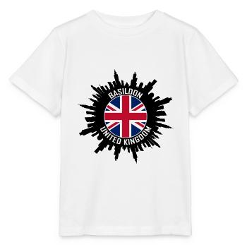 Basildon Skyline Uk Flag Souvenir de voyage - T-shirt bio MINI CREATOR Stanley/Stella Enfant - blanc - Devant - Maike (125cm)