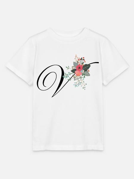 Buchstabe v Blumen - Stanley/Stella Kinder T-Shirt MINI CREATOR  - Weiß
