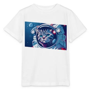 Astronautenkatze im Weltraum - Stanley/Stella Kinder T-Shirt MINI CREATOR  - Weiß - Vorne - Maike (125cm)