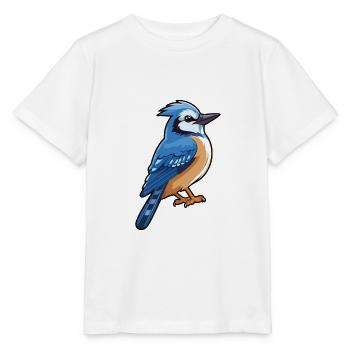 Blue Jay Cartoon Kawaii Aquarelle Illustration - T-shirt bio MINI CREATOR Stanley/Stella Enfant - blanc - Devant - Maike (125cm)