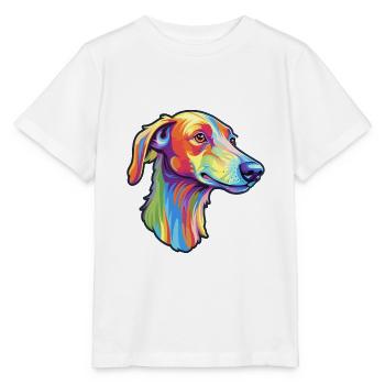 Lurcher chien race dessin animé Kawaii Illustration - T-shirt bio MINI CREATOR Stanley/Stella Enfant - blanc - Devant - Maike (125cm)