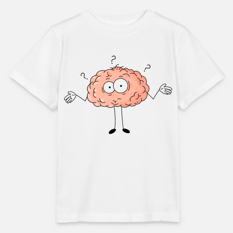 Comic Brain Wonder Point d’interrogation - T-shirt bio MINI CREATOR Stanley/Stella Enfant - blanc