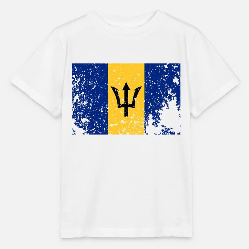 Drapeau rétro de la Barbade Drapeau des Caraïbes - T-shirt bio MINI CREATOR Stanley/Stella Enfant - blanc