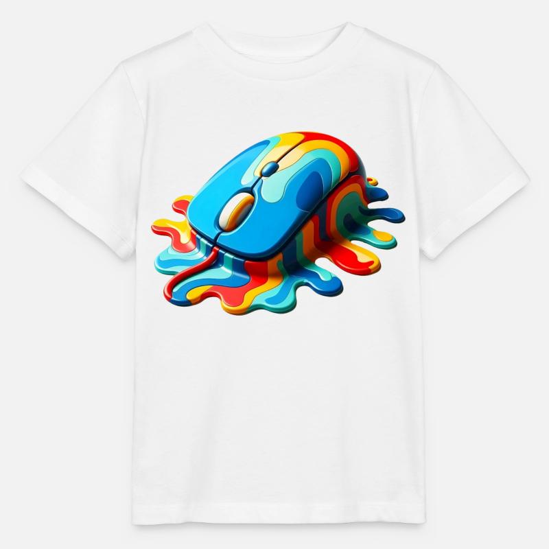 Souris d’ordinateur Melting Rainbow - T-shirt bio MINI CREATOR Stanley/Stella Enfant - blanc