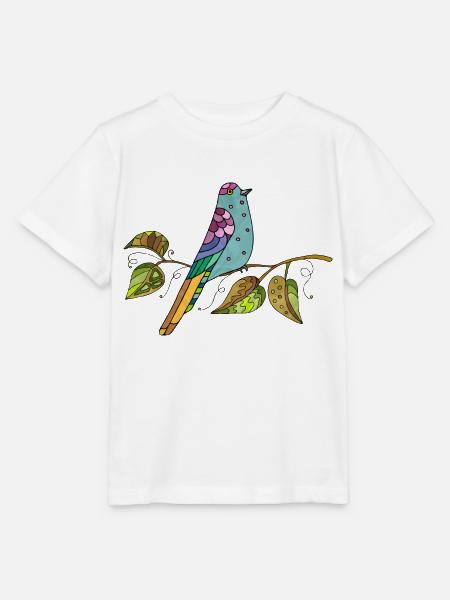 Bunter Vogel - Stanley/Stella Kinder T-Shirt MINI CREATOR  - Weiß