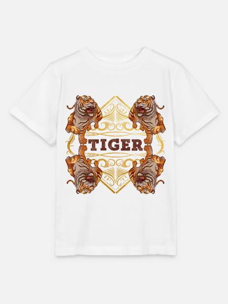 Tiger Raubtier Natur Wildnis Gold Ornament Kunst - Stanley/Stella Kinder T-Shirt MINI CREATOR  - Weiß