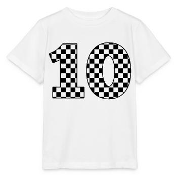 Numéro 10 à carreaux - T-shirt bio MINI CREATOR Stanley/Stella Enfant - blanc - Devant - Maike (125cm)