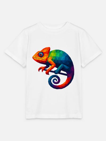 WPAP Stil Tiere - Chamäleon - Stanley/Stella Kinder T-Shirt MINI CREATOR  - Weiß