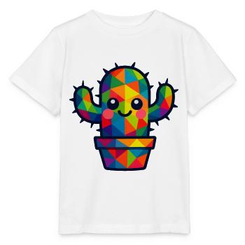 WPAP polygone Kawaii Style bébé cactus dans un pot de fleurs - T-shirt bio MINI CREATOR Stanley/Stella Enfant - blanc - Devant - Maike (125cm)