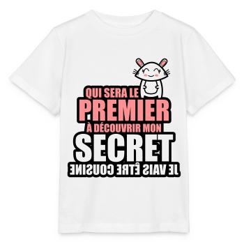 qui sera 1er à decouvrir mon secret être cousine - T-shirt bio MINI CREATOR Stanley/Stella Enfant - blanc - Devant - Maike (125cm)