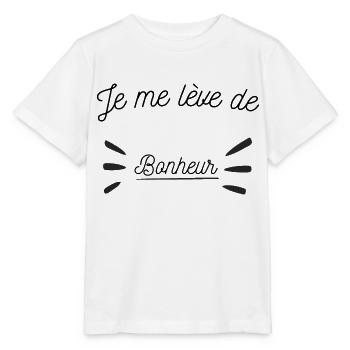 Je me lève de bonheur, jeux de mots - T-shirt bio MINI CREATOR Stanley/Stella Enfant - blanc - Devant - Maike (125cm)