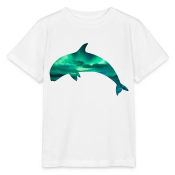 Orque/épaulard avec effet aurores boréales - T-shirt bio MINI CREATOR Stanley/Stella Enfant - blanc - Devant - Maike (125cm)
