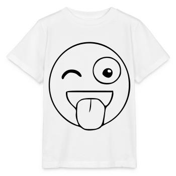 Emoji cheeky sketch black - Stanley/Stella MINI CREATOR Kids’ T-Shirt - white - Front - Maike (125cm)