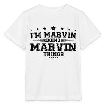 Ich bin Marvin, der Marvin-Sachen macht - Stanley/Stella Kinder T-Shirt MINI CREATOR  - Weiß - Vorne - Maike (125cm)