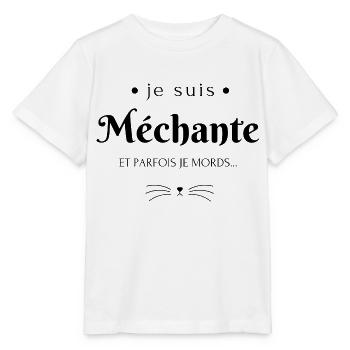 Je suis méchante et parfois je mords - T-shirt bio MINI CREATOR Stanley/Stella Enfant - blanc - Devant - Maike (125cm)