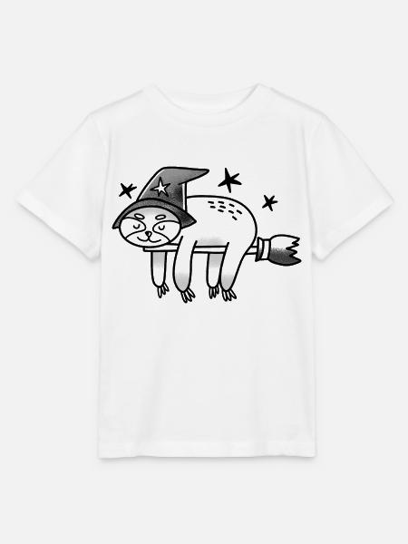 Glücklicher schläfriger Faultier-Zauberer - Stanley/Stella Kinder T-Shirt MINI CREATOR - Weiß