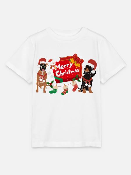 Merry Christmas Dogs - Stanley/Stella Kinder T-Shirt MINI CREATOR - Weiß