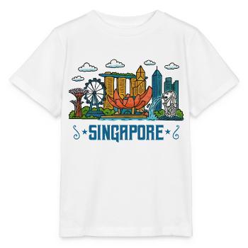 Singapour City Skyline Singapour - T-shirt bio MINI CREATOR Stanley/Stella Enfant - blanc - Devant - Maike (125cm)