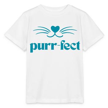 Purr-Fect / Cats T Shirt with Cute Purrs - Stanley/Stella MINI CREATOR Kids’ T-Shirt - white - Front - Maike (125cm)