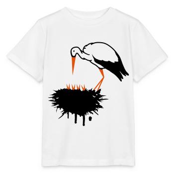 Storch und sein Nest mit Nachwuchs Graffiti - Stanley/Stella Kinder T-Shirt MINI CREATOR  - Weiß - Vorne - Maike (125cm)