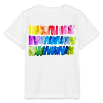 Watercolour Rainbow Flag Banner - Stanley/Stella MINI CREATOR Kids’ T-Shirt - white - Front - Maike (125cm)